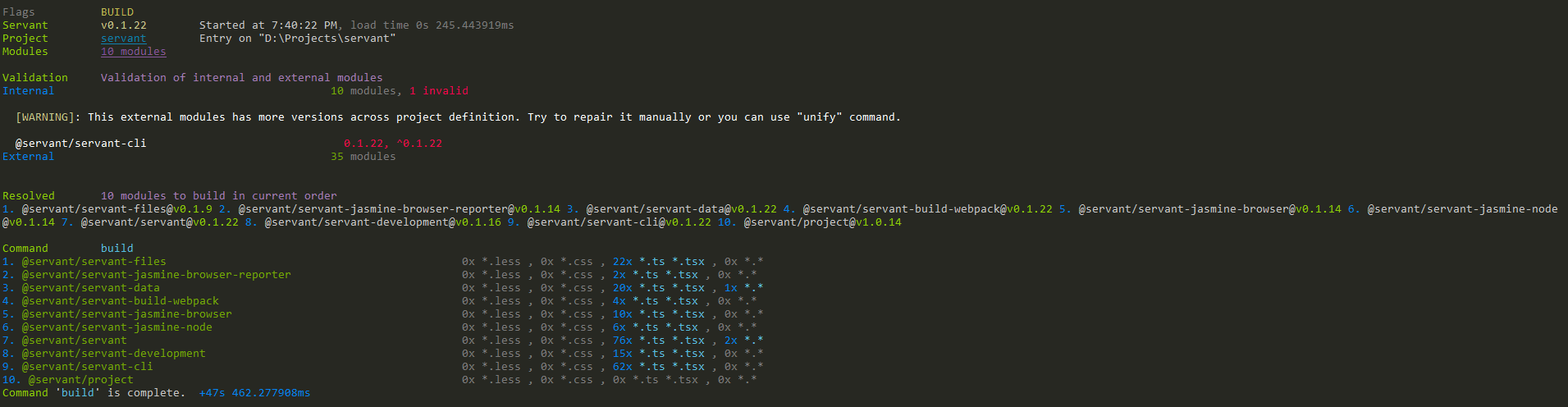 Servant build tool